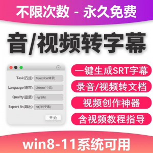 视频转字幕软件srt字幕提取制作多种语言选择不限时长win电脑使用